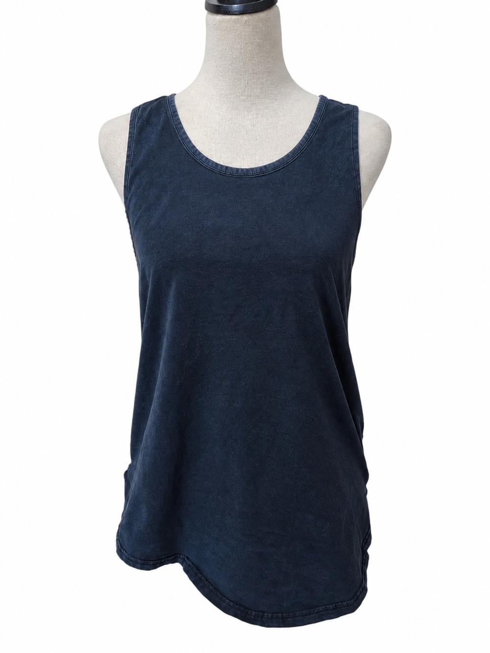 Women’s M Black Mineral Wash Sleeveless High Low Tunic Tank Top